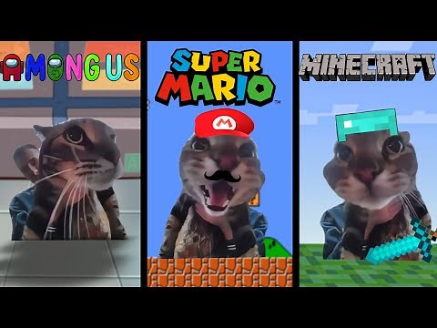 Cat Meows into door camera meme but in Famous Places