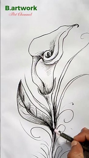 Calla Lily Pencil Drawing ✏️ | Simple & Beautiful Flower Art Tutorial
