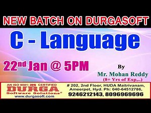 New Batch On C-Language by Mr. Mohan Reddy Demo On 22nd Jan @5PM At Maitrivanam(HYD) - Offline Batch