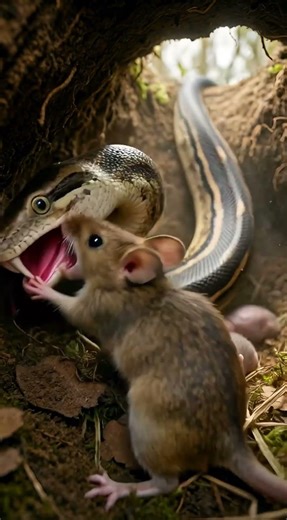 Don't Mess with a Mother! Mouse vs. Giant Python 🐍🐭