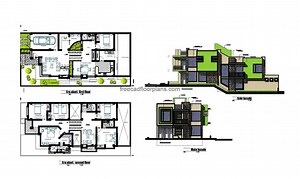 Modern two-storey house, 1305201 - Free CAD Drawings