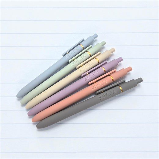 Personalized Pen Set of 6, Laser Engraved, Soft Touch Finish - Etsy