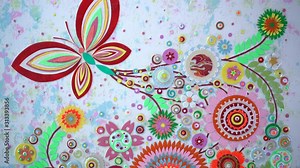 Spring background with flowers blossom acrylic technique rendering. Growing floral background and blooming botanical pattern close up, abstract bridal drapery bouquet, die cutting craft.