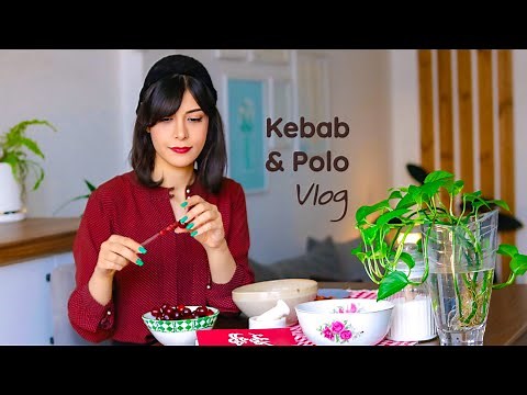 Traditional Persian Dinner VLOG🍒Chicken Kebab (pan Grill) + Cherry Rice (Iranian Polo)