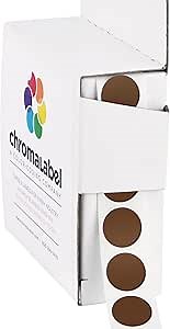 ChromaLabel 1/2 Inch Round Permanent Color-Code Dot Stickers, 1000 per Dispenser Box, Cocoa