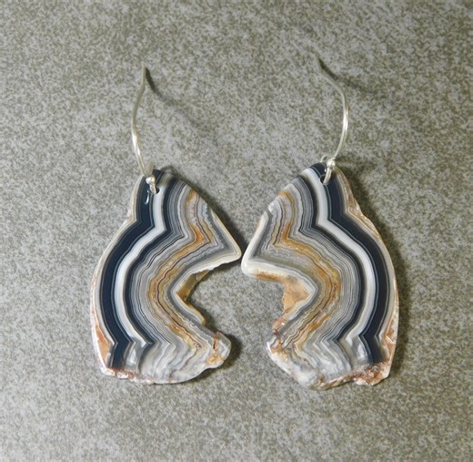 Laguna Lace Agate Earrings, Laguna Lace Agate and Sterling Silver Slab Earrings, Slab Earrings - Etsy