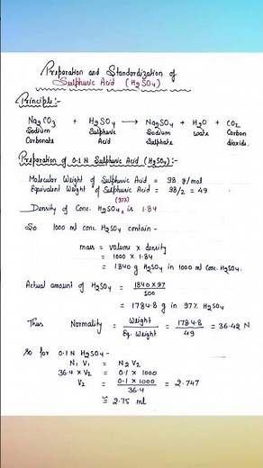 🔴Sulphuric Acid Preparation and Standardization🔴 #joysonclasses #pharmaceuticalanalysis #chemistry