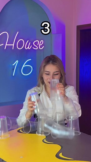 Cup Stacking Game Demonstration with Creative Configurations