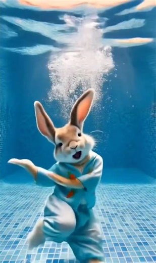 Funny Bunny Swimming in a Pool! 🏊‍♂️🐰💦 | Cute & Viral Animal Video 😂