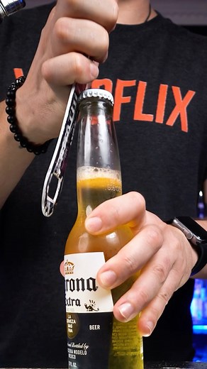 Vlad | Entertainer | Drinkfluencer | You need to learn the simple beer bottle trick 😁 #slickbartender #beer #bottletrick #bartender #corona #barblade #tricks | Instagram