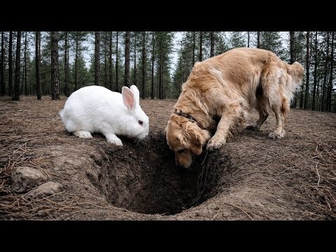 Brave Dog Helps a Mother Rabbit Rescue Baby Rabbit that Fell into a Deep Hole - Heartwarming Moment