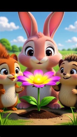 Pink Baby Rabbit & the Magic Seeds 🌼 | Cute 3D Kids Story About Kindness#shorts