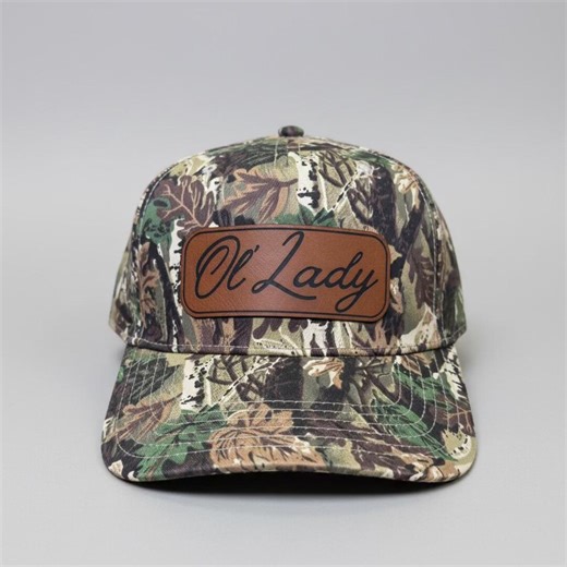 Ol’ Lady Hat - Brown Leather Engraved Patch - Etsy