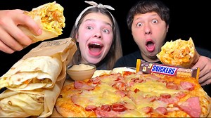52K views · 1.5K reactions | ASMR Döner Kebab Wrap (Shawarma) + Pepperoni Pizza Eating Sounds Mukbang 먹방 Tati ASMR | Tati ASMR | Facebook