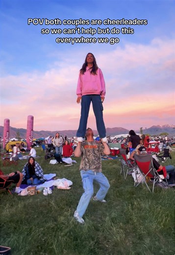 These are our party tricks #cheer #stunt #cheerleader #partnerstunt #base #flyer #utah