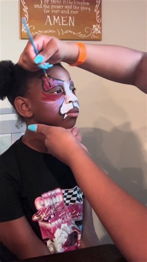 Pink & Purple Cat Face Paint 🐈‍⬛💜❤️🩷 #fyp #facepaint #cat #artist #art