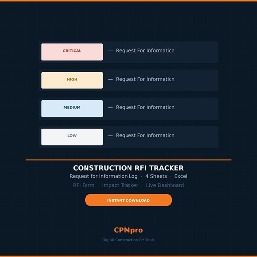 Construction RFI Tracker Excel | Request for Information Log (instant Download) - Etsy