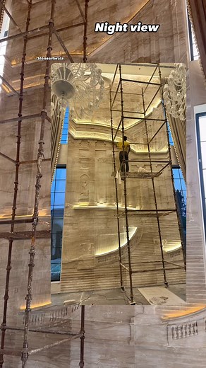 Abhishek on Instagram: "Recreating History in Stone We brought a piece of 18th-century architectural imagination to life—this grand stone mural is a hand-carved replica of an illustration by Giovanni Battista Piranesi, originally drawn in Rome in 1745. The reference sketch depicts an imagined Roman temple interior, rich in Corinthian columns, classical statues, and dramatic spatial depth. Crafted in 75 Diana marble, every curve, urn, staircase, and cornice has been meticulously sculpted by our a