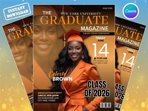 Magazine Cover Graduation Invite, DIY Flyer Template Design, Graduation Event, Class of 2025 Graduates, Premade Graduation Celebration Flyer - Etsy