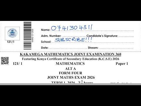 FORM 4 MATHEMATICS | KAKAMEGA JOINT EXAM 360 (2026) | END OF TERM 1– SECTION I REVISION