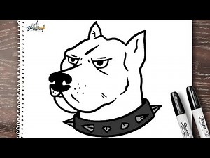 How to draw a PITBULL step by step