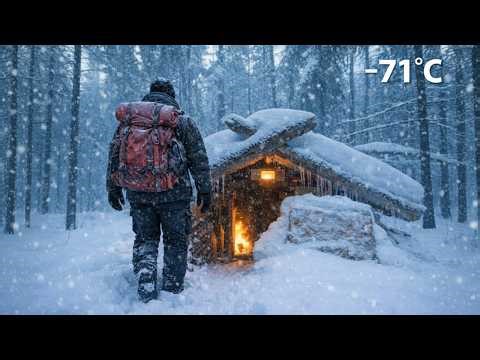 Alone Off-Grid at −71°C in a Snowstorm | Winter Survival in a Remote Cabin