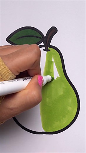 Satisfying Pear Coloring ASMR 🍐✨ | Relaxing Marker Art #shorts