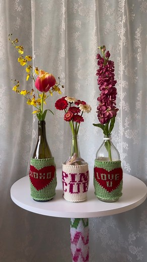 Handmade Knit Flower Vase Cover Tutorial