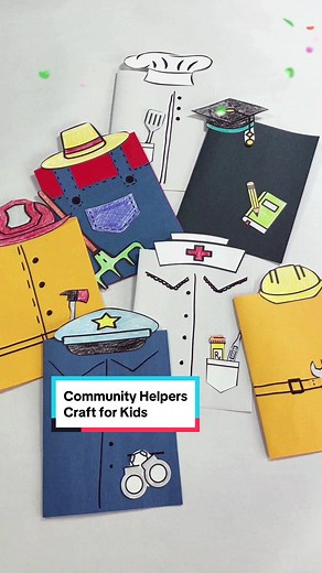 Grab the free template for this Community Helpers Craft for kids…perfect for Labor Day 😊. #printablecraft #kidsartsandcrafts #easycraftforkids #papercraftforkids #laborday #communityhelper #communityhelpers