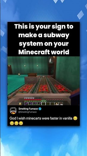 This is your sign to make a subway system on your Minecraft world