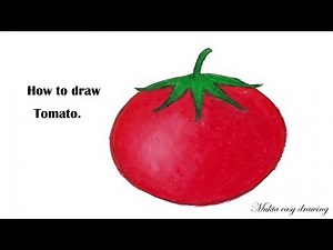 How to draw tomato.Step by step with oil pastel color.(Very easy)