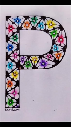 Alphabet P Lettering 🌼🌸 #shorts #art #trending