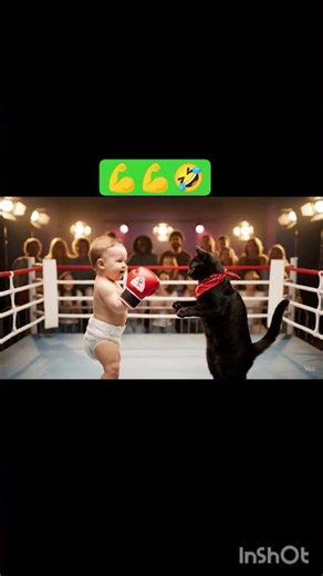 Ai generated animated video | a healthy little baby fighting with cat #ai #cute #trendingaivideo