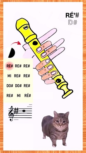 Aprende OIIAOIIA CAT(Spinning Cat) MEME SONG en Flauta Dulce 🎶 TUTORIAL CON ANIMACIÓN