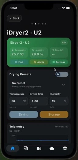 Control your filament dryer from anywhere
