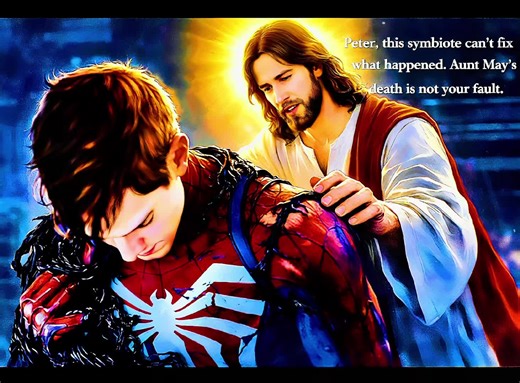 The power of the black symbiote you can be the greatest person kind. it can also make you different if you have too much going on in the heart being out the worst of you... what if scenario and Spider-Man mine. he believed he could fix everything with the black symbiote instead of miles. it was him. Jesus getting to him Jesus telling him what he need to hear. need to feel the black symbiote is very difficult to move but with the son of God, the love is powerful than ever. Peter believe everythin
