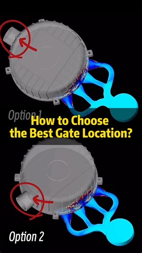 Ruby on Instagram: "🔥 How to Choose the Best Gate Location in Die Casting? Just changing the gate position can totally change your casting result. Here’s a quick Moldflow comparison from our latest project 👇 ❌ Bad Gate Location Causes: • Turbulence → trapped air • Porosity in critical areas • Cold shuts / short shots • Harder to get a clean T1 ✅ Optimized Gate Location Gives You: • Smoother filling • Lower porosity in functional zones • More stable shots • Cleaner surface & fewer defects Gate 