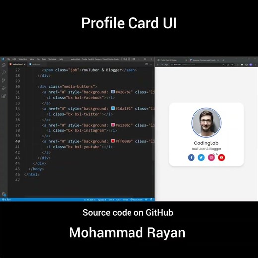 How to Make Responsive Profile Card in HTML & CSS