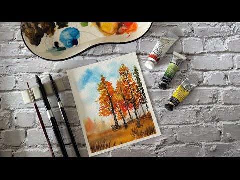 Relaxing Autumn Trees Watercolor | Beginner-Friendly Fall Landscape