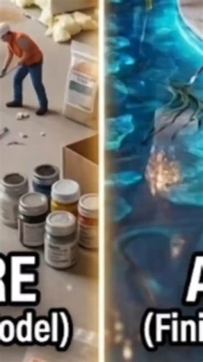 Tiny Builders Create a Stunning Metallic Epoxy Floor#miniatureworld #aiart