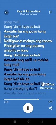 Kung 'Di Rin Lang Ikaw - December Avenue #dailymusic #fyp #fypシ #lyrics #fulllyrics #spotify #trending #viral