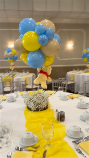 My Balloon Décor Llc on Instagram: "Being trusted again by a returning client is one of the greatest honors in our business 🤍✨ This dreamy Winnie the Pooh celebration came to life with soft blues, warm yellows, creamy tones, delicate baby’s breath, custom centerpieces, and the sweetest details throughout. Every balloon, every flower, every touch was designed with love to welcome a little hunny on the way 🍯🐝 Thank you for allowing us to be part of such a beautiful and meaningful day.” @marisa_