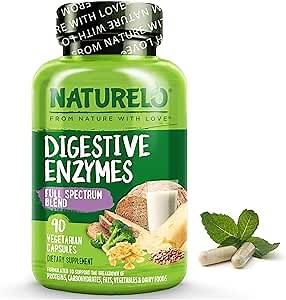Amazon.com: NATURELO Digestive Enzymes - Full Spectrum Support with a Broad Blend of 15 Enzymes Plus Ginger - 90 Vegan Capsules : Health & Household