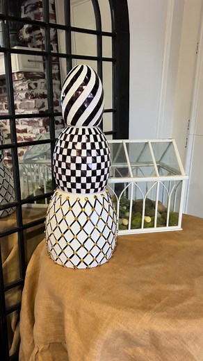 Too early for Easter? Heres a fun diy with the stackable Easter eggs from the dollar tree. Inspired by the Mackenzie Childs Topiaries #diy #mackenziechilds #mackenziechildsinspired #dollartree #easterdecoration #Easter #fyp