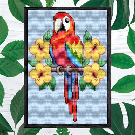 Macaw Cross Stitch Pattern, Digital Cross Stitch, PDF, Cute, Macaw Bird, Fun Design - Cross Stitch Pattern - Etsy