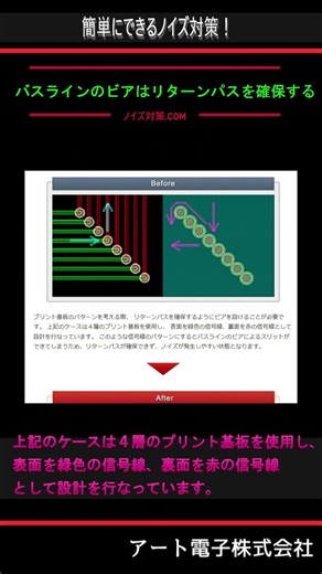 ノイズ対策を考慮したプリント基板設計のポイント バスラインのビアはリターンパスを確保する! #shorts #ゆっくり解説 #プリント基板 #gnd