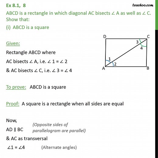 Question 4 - ABCD is a rectangle in which diagonal AC bisects