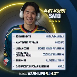 🎶 Your #81, Kohei Sato is picking the warm up tunes ahead of tonight's Challenge Cup clash vs Fife Flyers! Check out his fire Cool FM playlist! 🔥 Which one of Kohei's picks is your fav? 🕺 #WeAreGiants #GiantsTogether | Belfast Giants