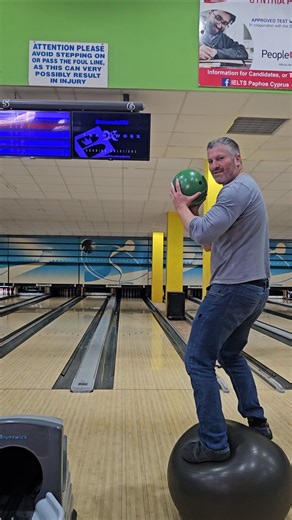 I attempted to bowl while standing on the ball