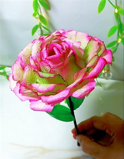 How to make a rose with tissue paper| paper flower making| #handmade #craft #viral #diy